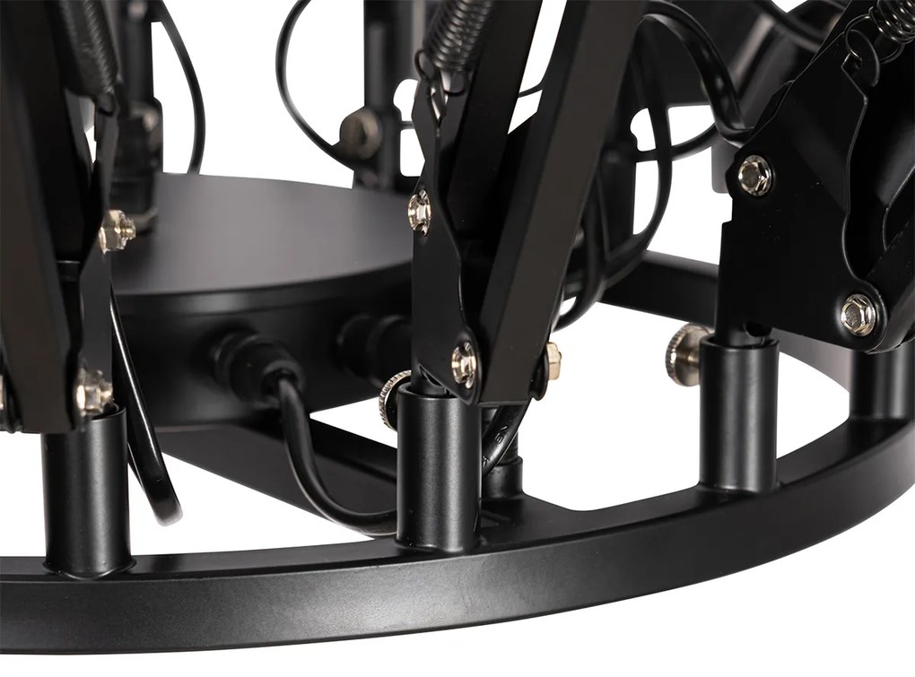 Candeeiro de suspensão industrial preto 16 luzes reguláveis - Hobby Spinne