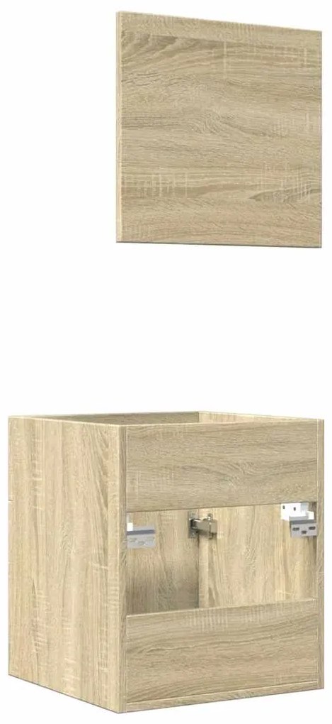 2 pcs conj. móveis casa banho derivados madeira carvalho sonoma