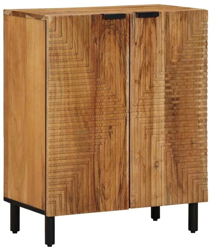 Armários de Lado em 3 Peças Castanho 60x33x75 cm Madeira Sólida de Acá