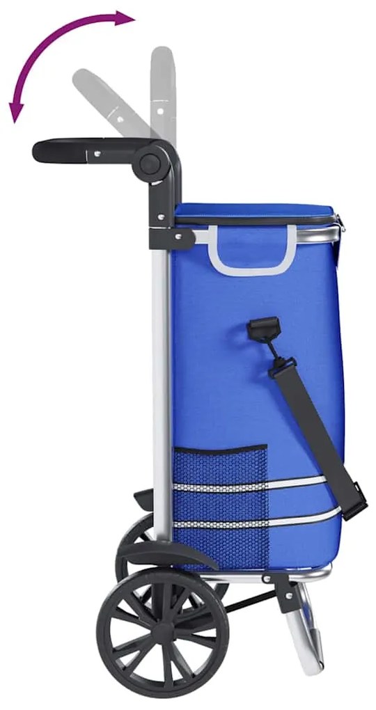 Carrinho de Compras vidaXL com Rodas e Cabo Ajustável Azul 40 L