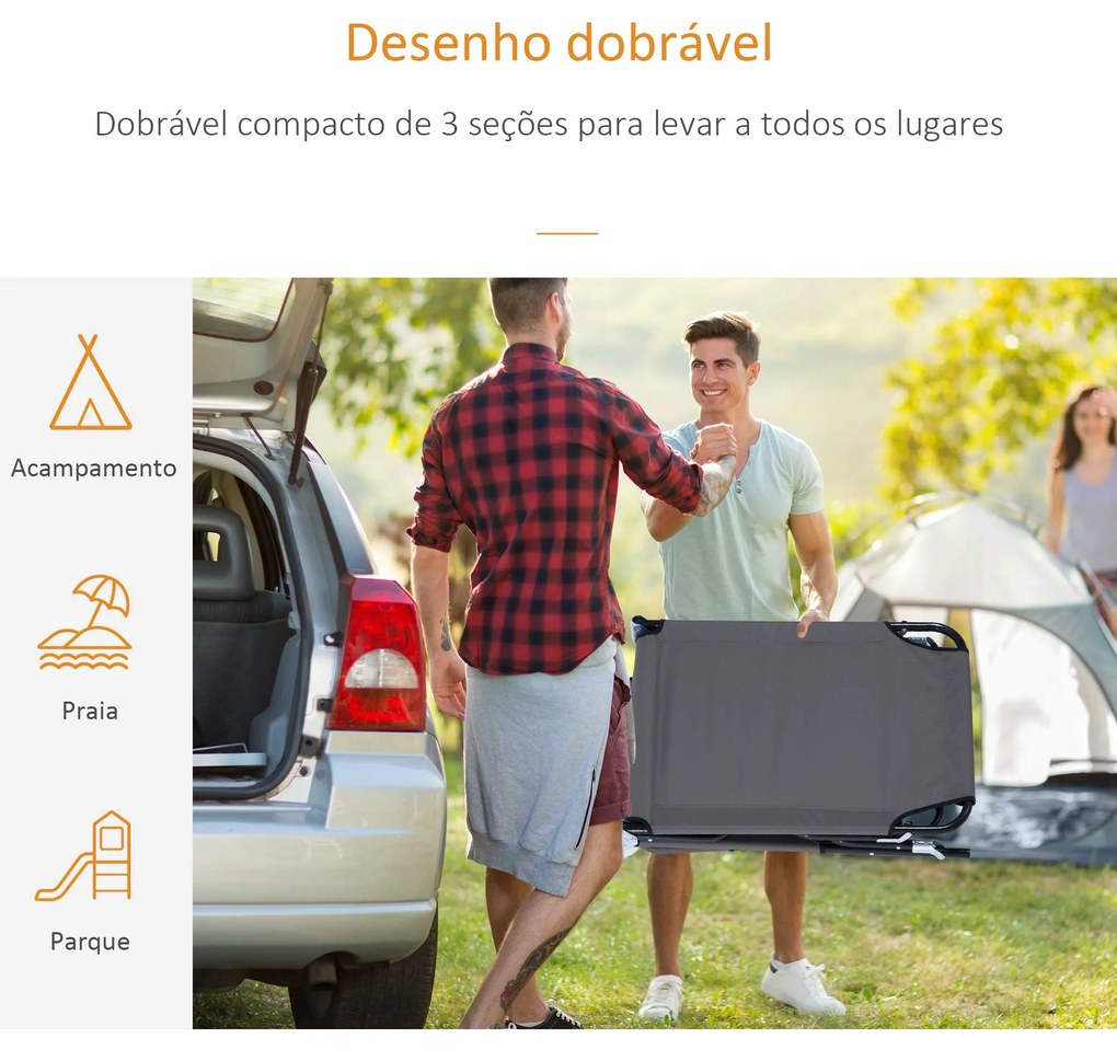 Espreguiçadeira Dobrável com Encosto Ajustável em 4 Posições Espreguiç