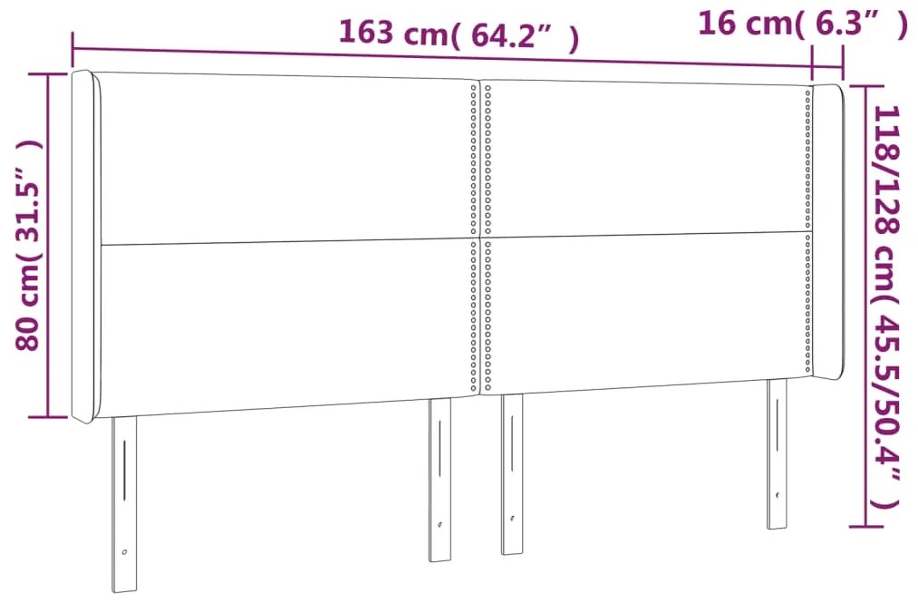 Cabeceira cama c/ LED couro artif. 163x16x118/128 cm cinzento