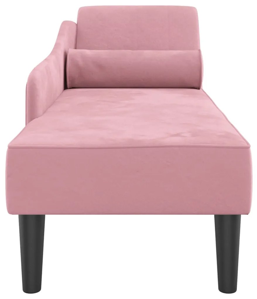 Chaise longue com almofadões veludo rosa