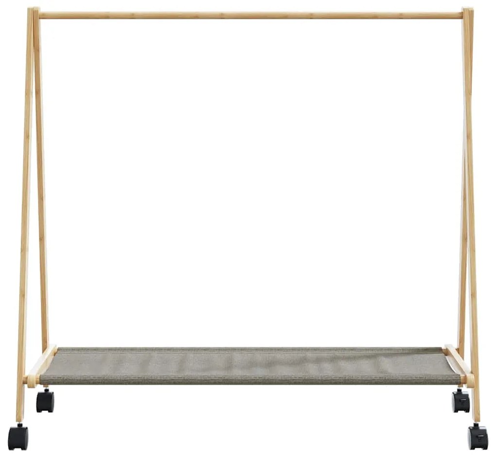 Cabide com prateleiras e rodas 106x34x106,5 cm bambu