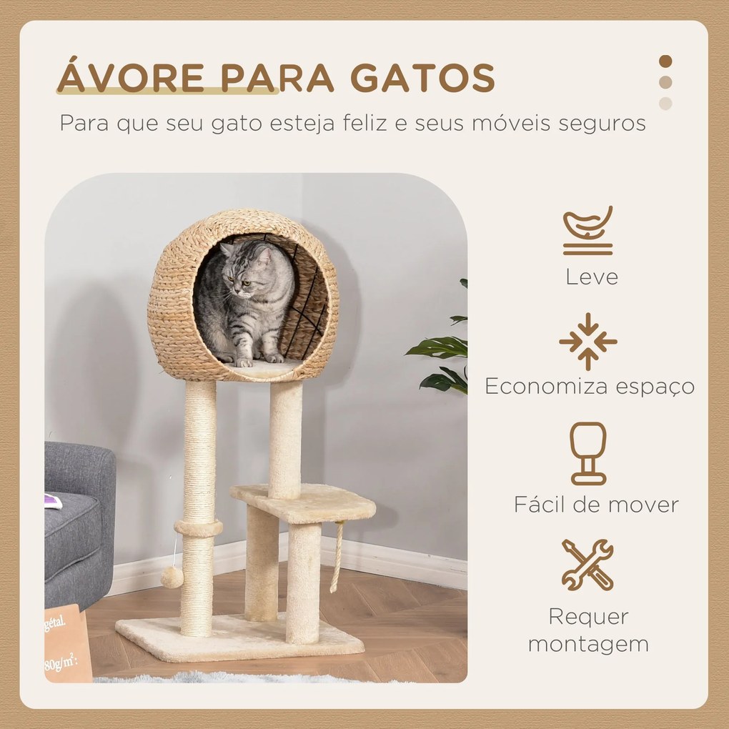 PawHut Árvore arranhador para gatos Torre de escalada com plataformas