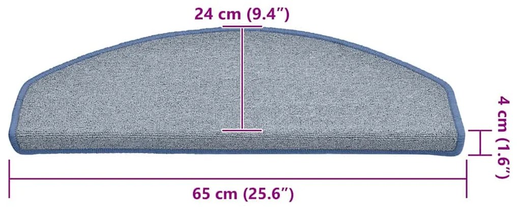 Tapetes de escada 30 pcs 65x24x4 cm cinzento-claro e azul