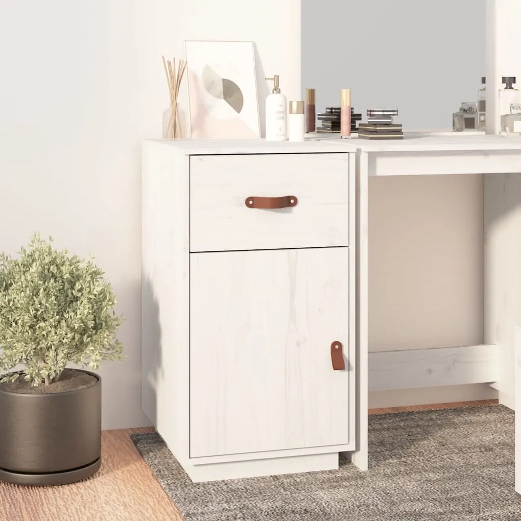 vidaXL Armário de secretária 40x50x75 cm pinho maciço branco