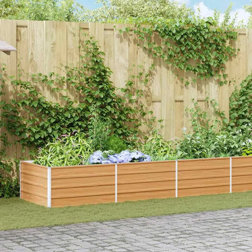 vidaXL Canteiro de jardim elevado Marrom Claro 480 x 80 x 45 cm