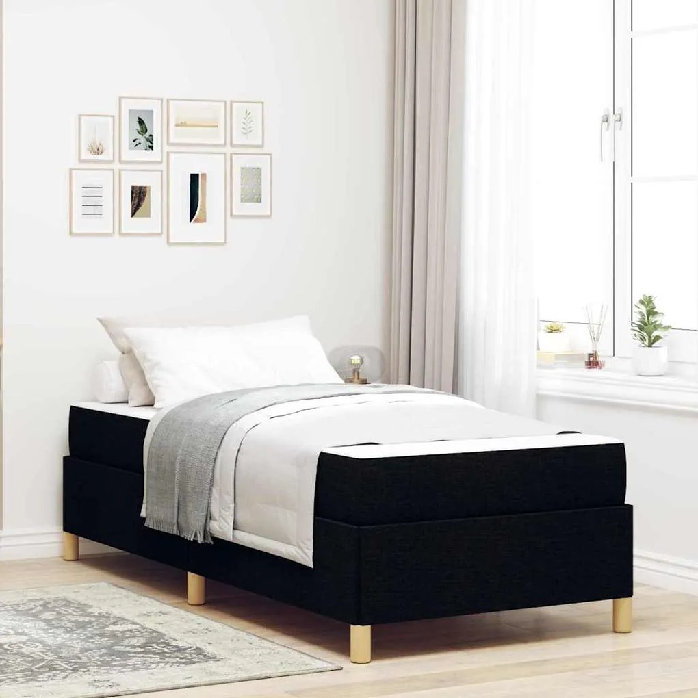 vidaXL Cama Box Outros Preto e Branco 90 x 190 cm tecido