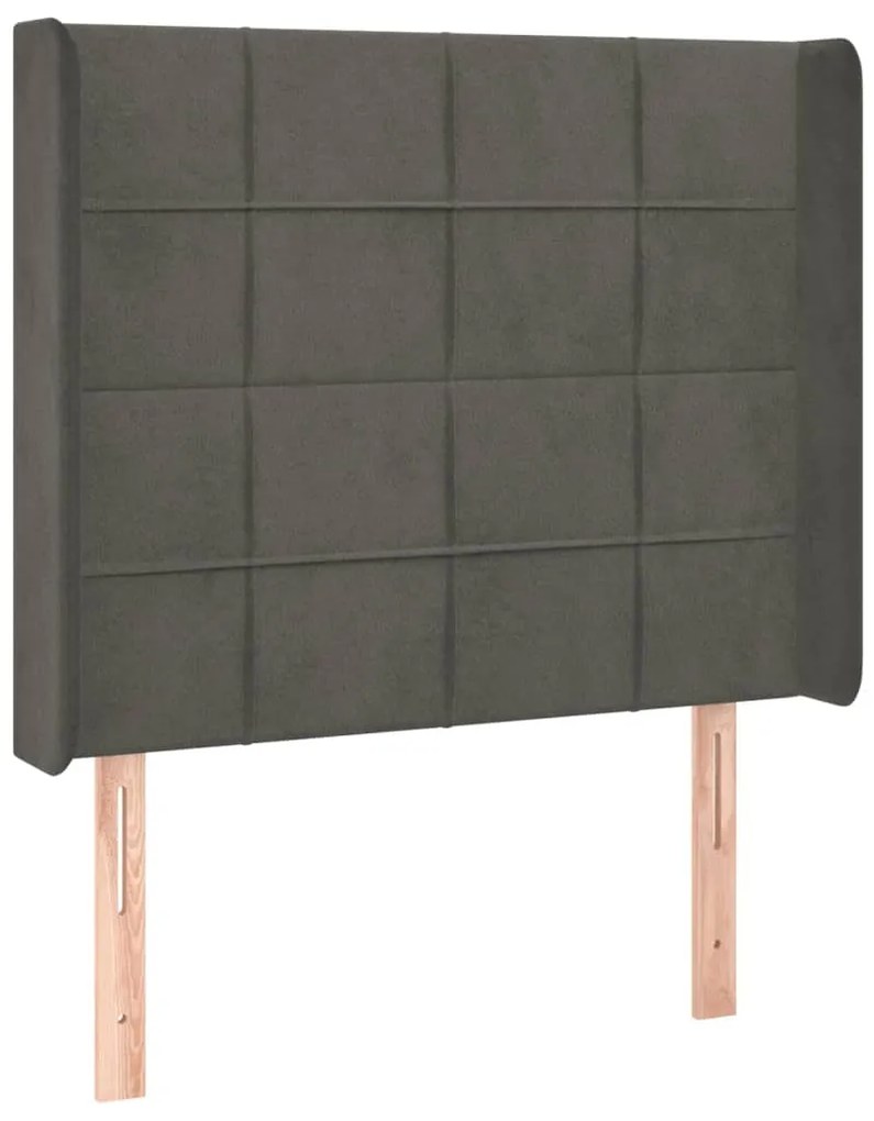 Cama box spring c/ colchão/LED 90x190 cm veludo cinzento-escuro