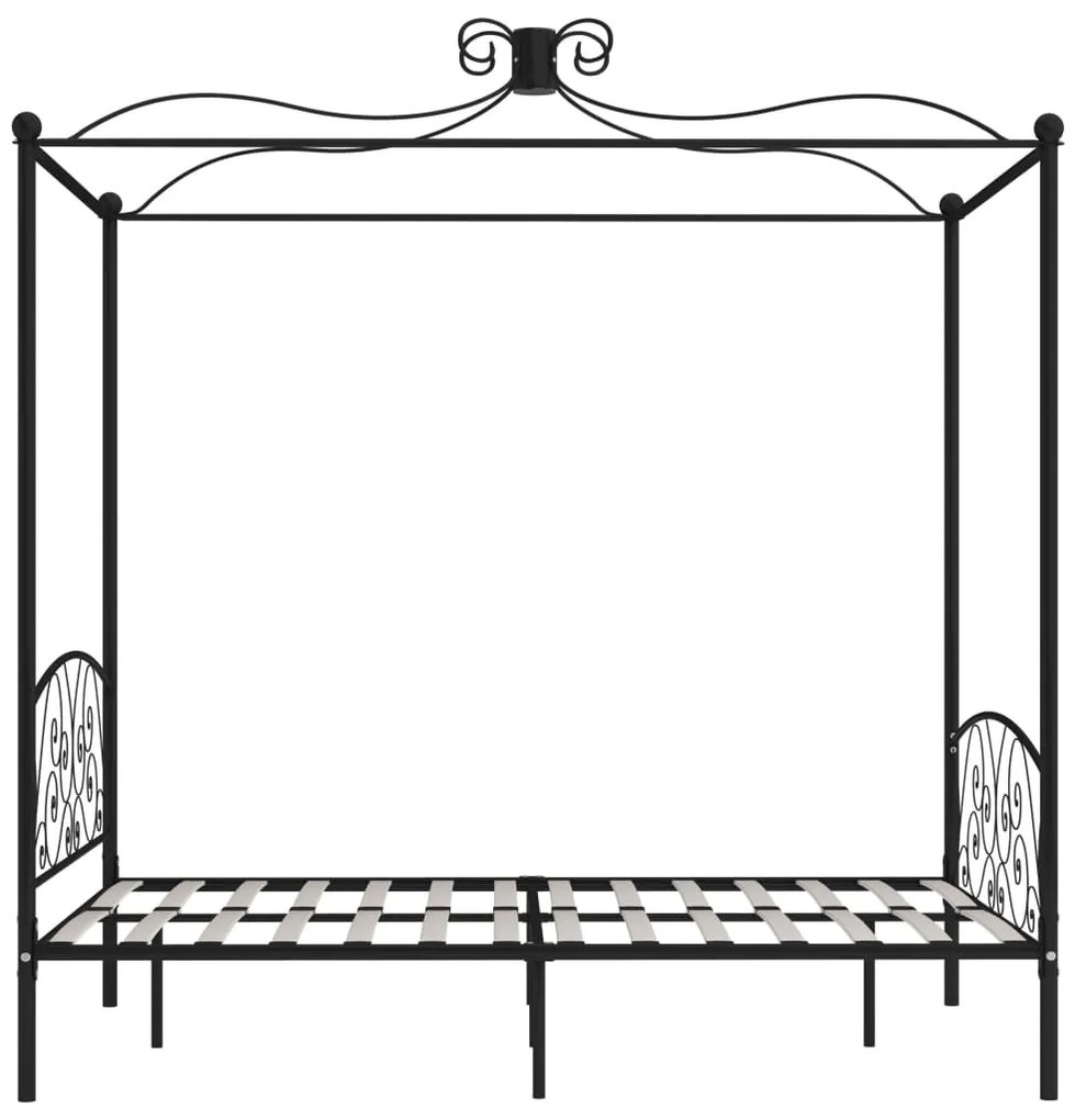 Estrutura de cama com dossel 140x200 cm metal preto