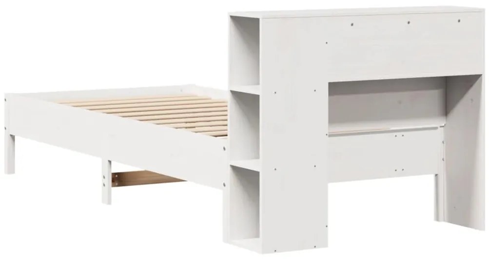 Cama com estante sem colchão 100x200 cm pinho maciço branco