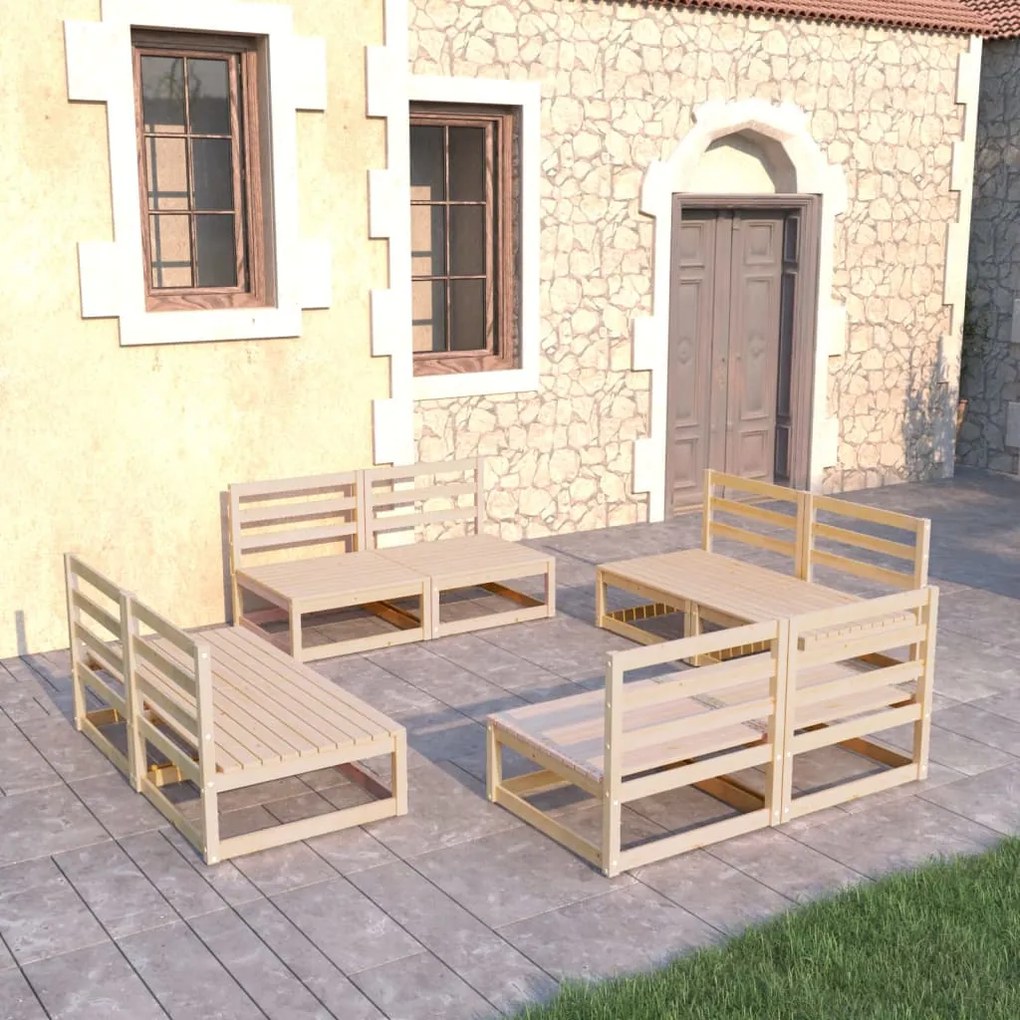 vidaXL 8 pcs conjunto lounge de jardim pinho maciço