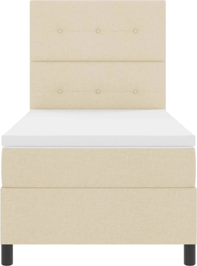 vidaXL Cama Box com colchão com led Creme 90 x 190 cm tecido