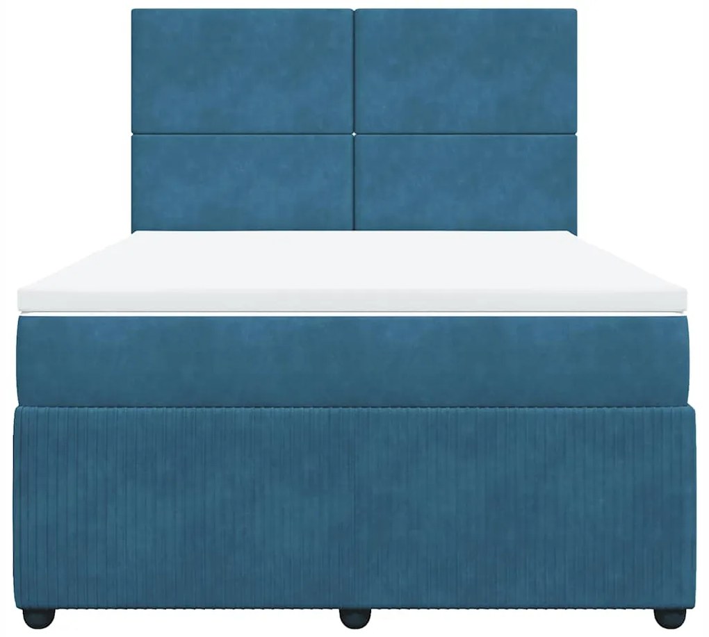 Cama com molas/colchão 140x200 cm veludo azul