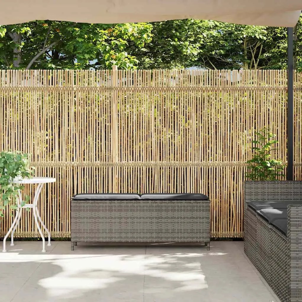 Banco de jardim com almofadão 110x30x40,5 cm vime PE cinzento