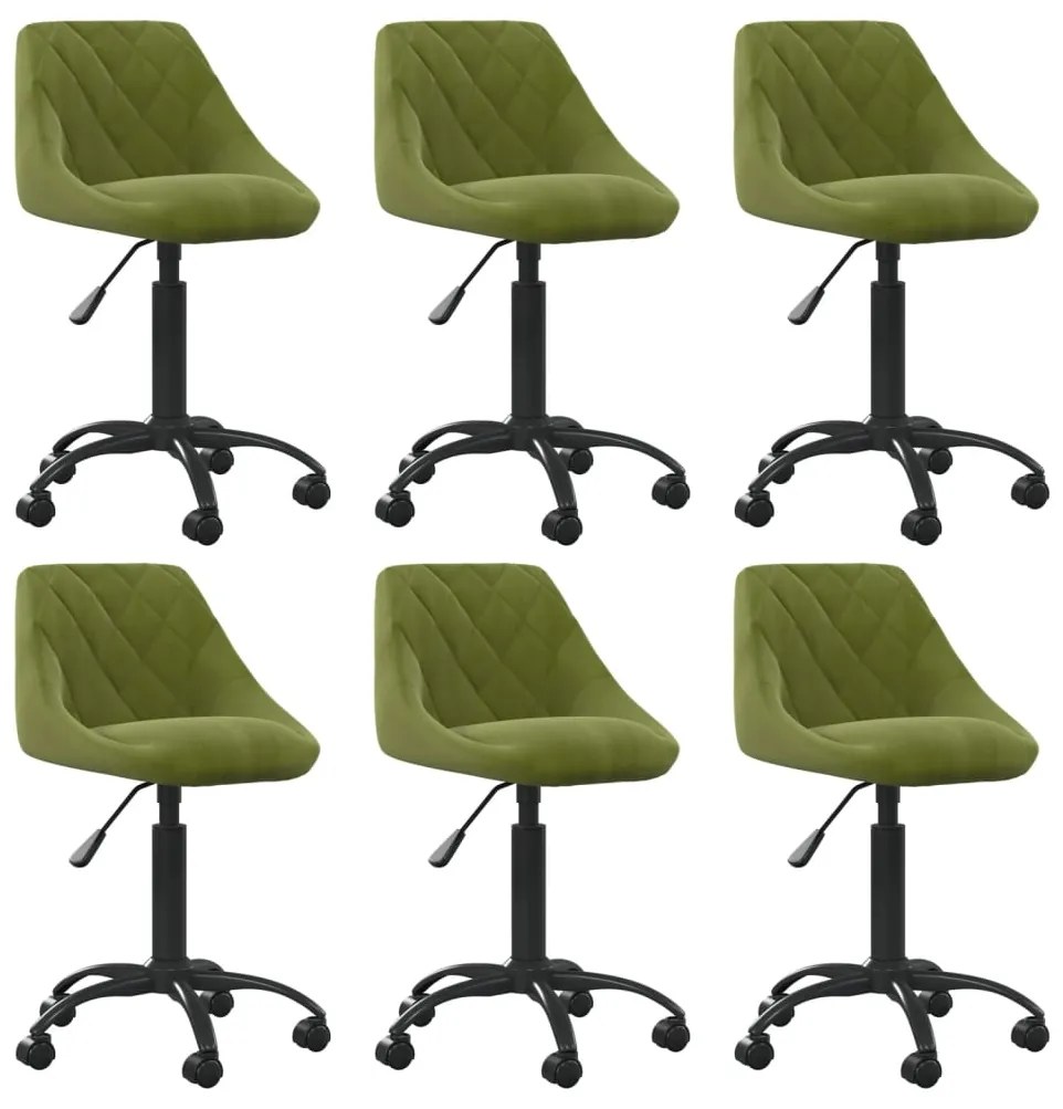 vidaXL Cadeiras de jantar giratórias 6 pcs veludo verde-claro