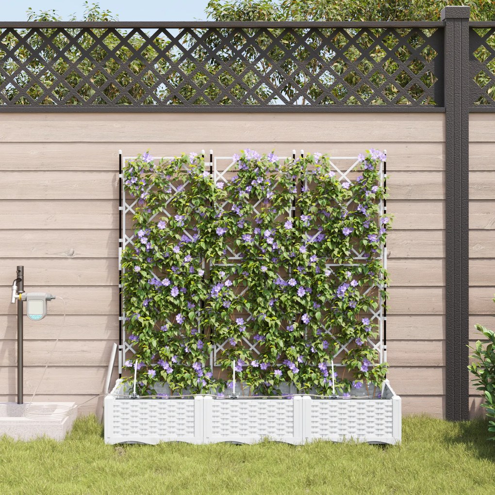 Jardineiras vidaXL com Sistema de Irrigação 3 pcs Branco