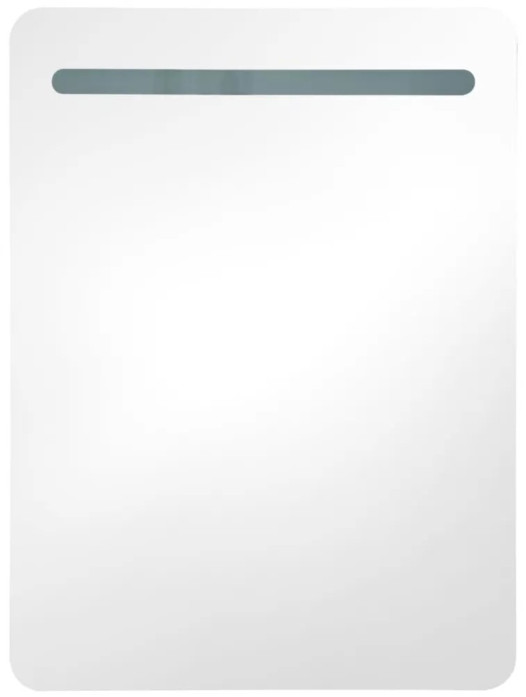 Armário espelhado casa de banho LED 60x11x80cm branco brilhante