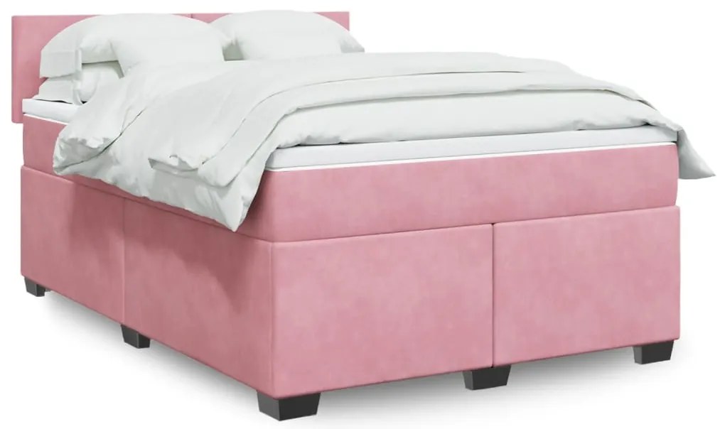 Cama com molas/colchão 160x200 cm veludo rosa
