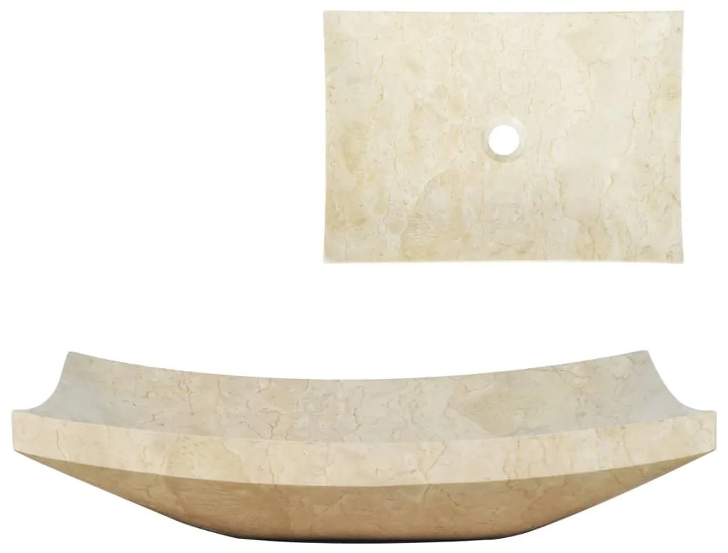 142765 vidaXL Lavatório 50x35x12 cm mármore cor creme