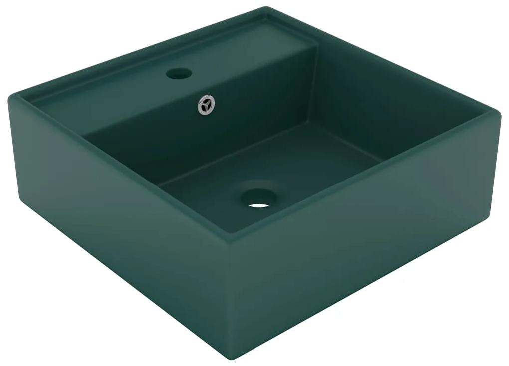 Lavatório luxuoso quadrado 41x41 cm cerâmica verde-escuro mate