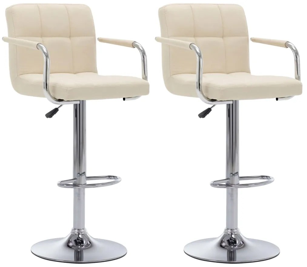 Bancos de bar 2 pcs tecido cor creme
