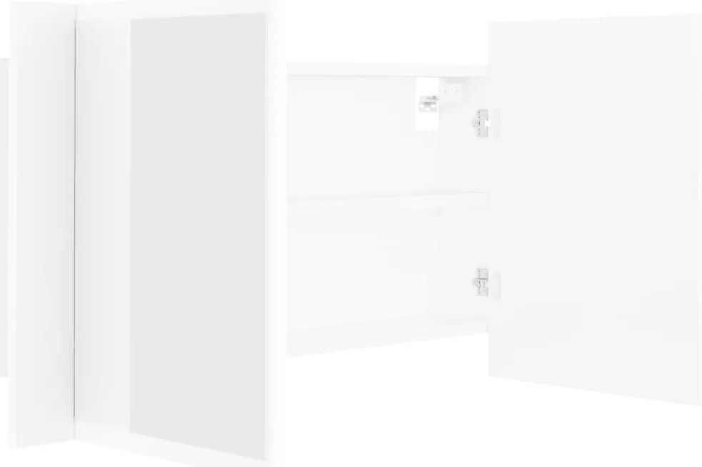 Armário espelhado casa de banho LED 80x12x45 cm acrílico branco