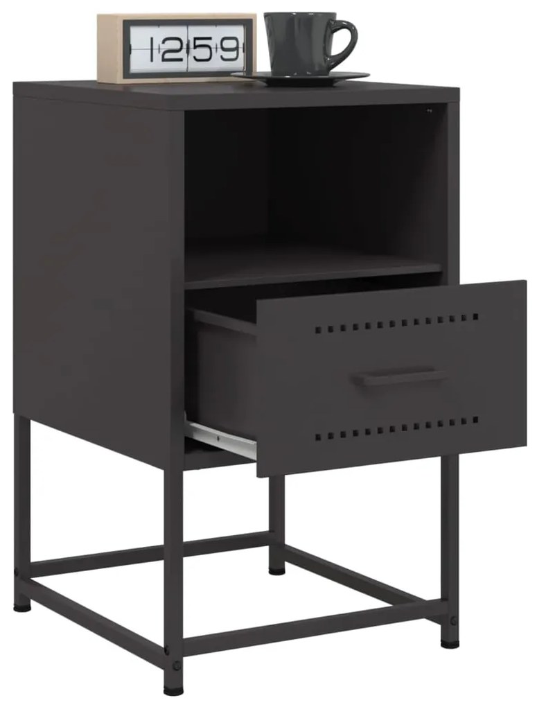 Mesas de cabeceira 2 pcs 36x39x60,5 cm aço preto