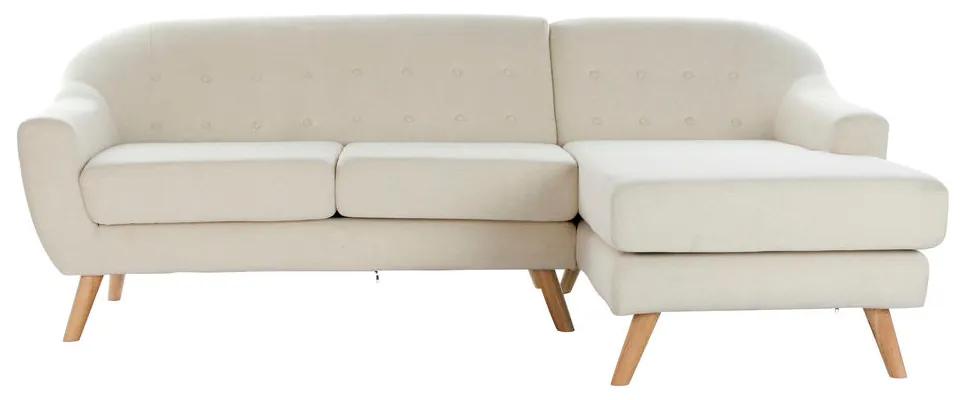 Sofá Chaise Longue DKD Home Decor Bege Poliéster Madeira da borracha (226 x 144 x 84 cm)