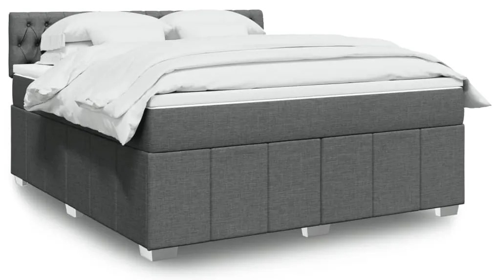 vidaXL Cama com molas/colchão 180x200 cm tecido cinzento-escuro