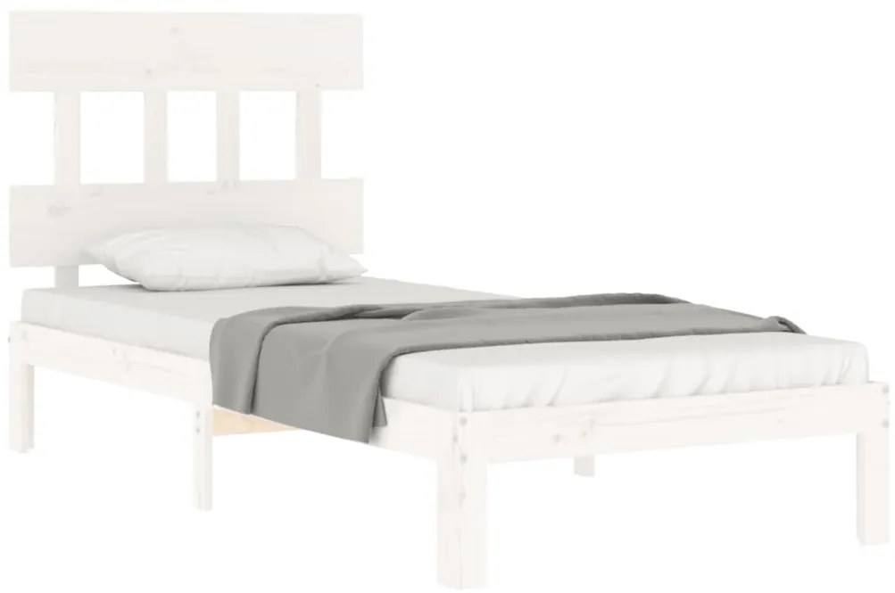 Cama sem colchão 100x200 cm madeira de pinho maciça branco