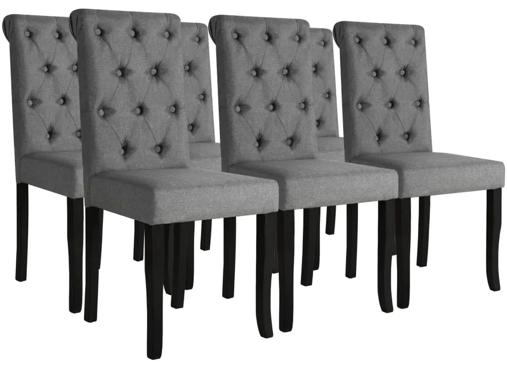 Cadeiras de jantar 6 pcs tecido cinzento-escuro