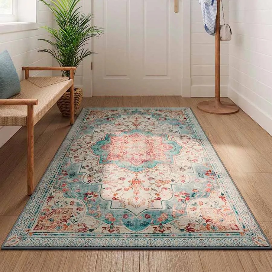 Tapete vintage 80 x 150 cm felpudo azul-marinho