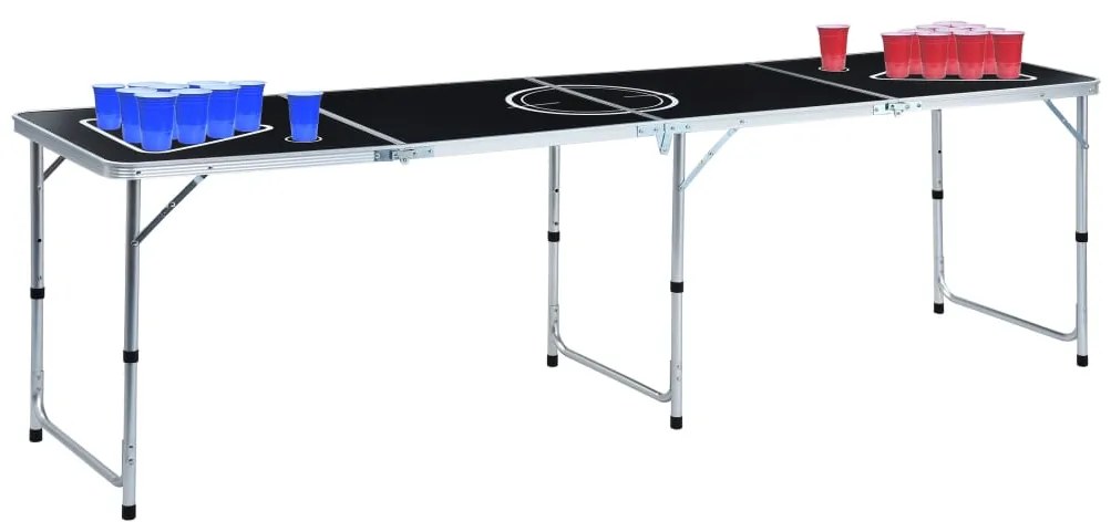 Mesa de beer pong dobrável com copos e bolas 240 cm