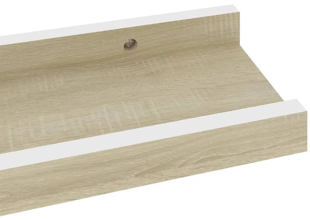 Prateleiras de parede 4 pcs 40x9x3 cm branco e carvalho sonoma