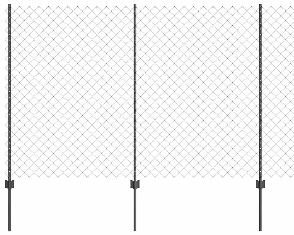 Cerca de Cadeia com 44 Postes em U Cinza 1.6x25 m Aço