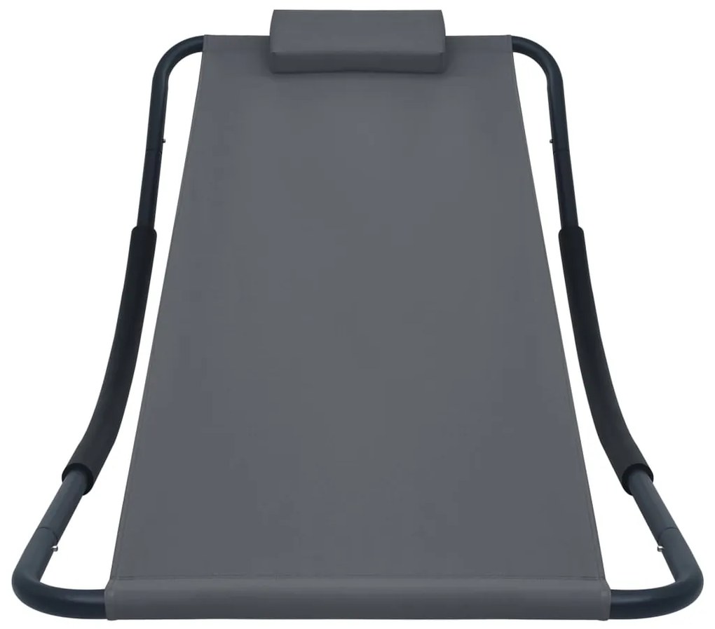 Espreguiçadeira de jardim 200x90 cm aço cinzento