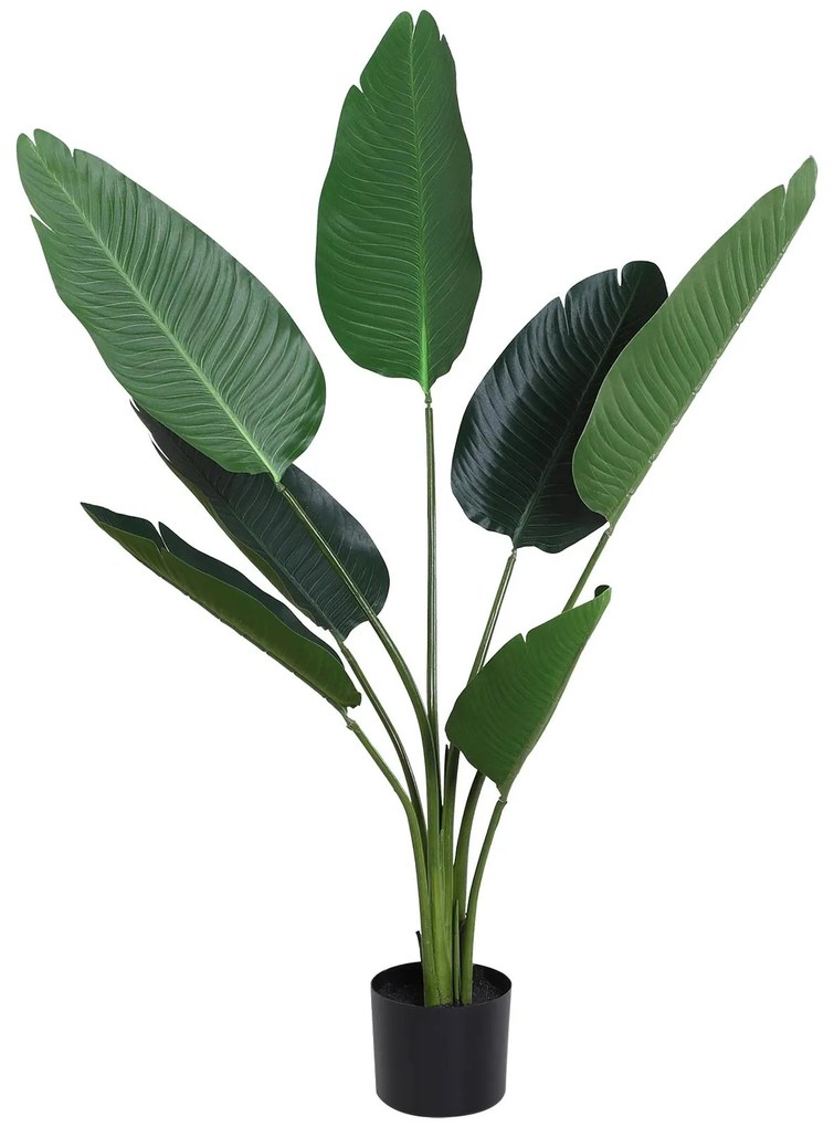 Outsunny Planta Artificial de Decoração Planta Palmeira Artificial com Vaso 7 Folhas para Exterior e Interior Ø15x120cm Verde