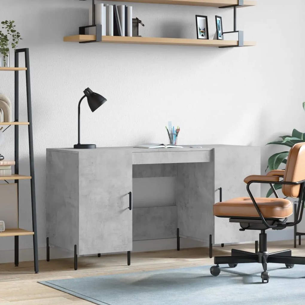 vidaXL Secretária 140x50x75 cm derivados de madeira cinza cimento