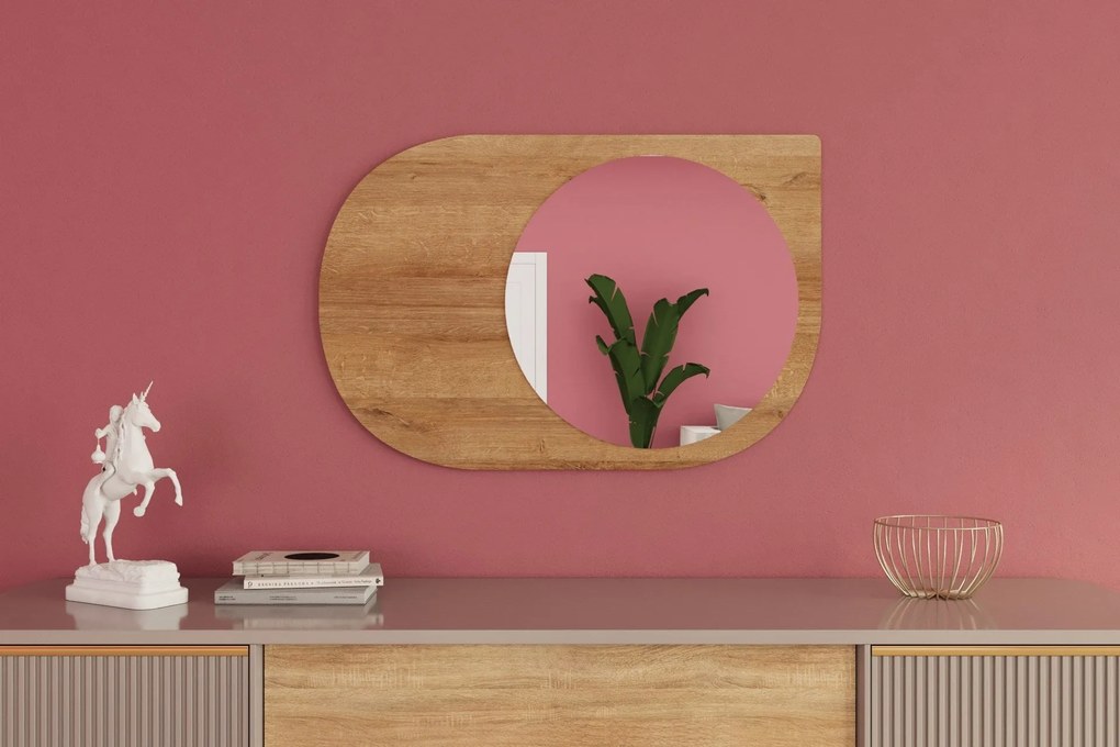 Espelho "Pubble" - 60 x 90 x 2,2 cm - Carvalho Safira - Design Moderno