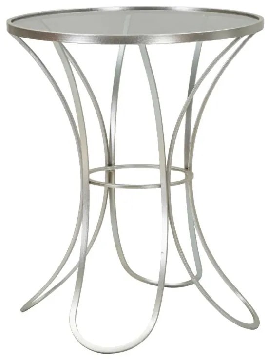 Mesa Trixy - Metal Prata e Topo de Vidro Temperado - Ø 56 cm x 68 cm