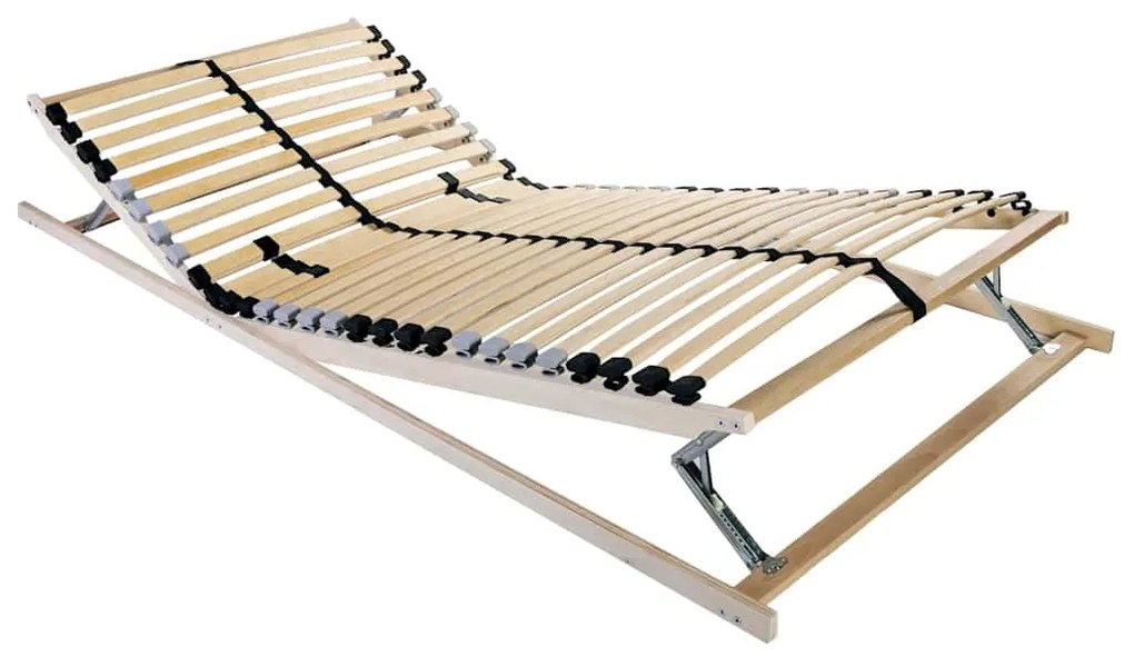 vidaXL Base de ripas Marrom claro 100 x 190 cm Madeira e Metal