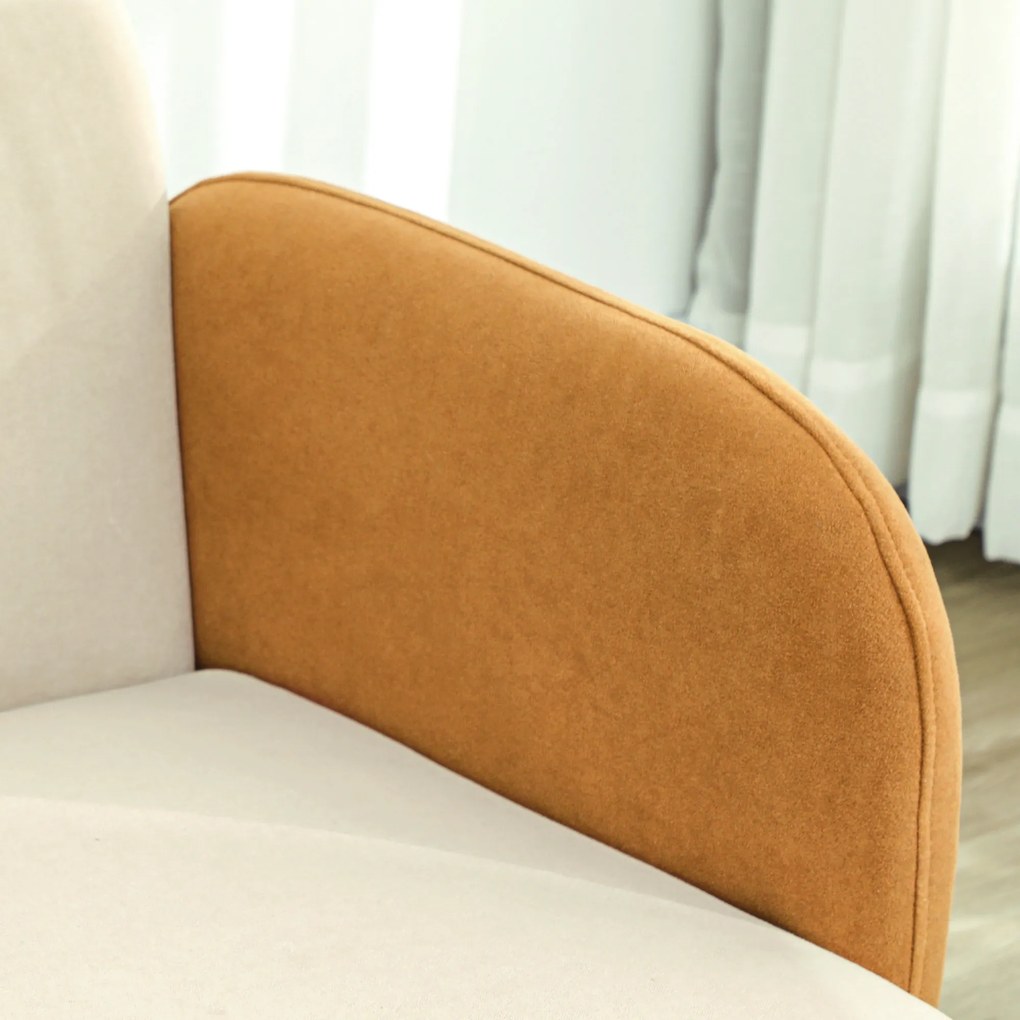 Poltrona Sala de Estar Poltrona para Dormitório com Apoio para os Braços e Pés de Madeira 72x87x82 cm Bege e Ocre