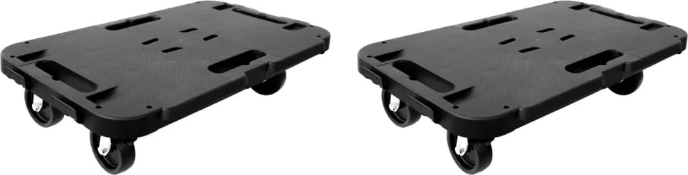 vidaXL Carrinhos de transporte 2 pcs 300 kg polipropileno preto