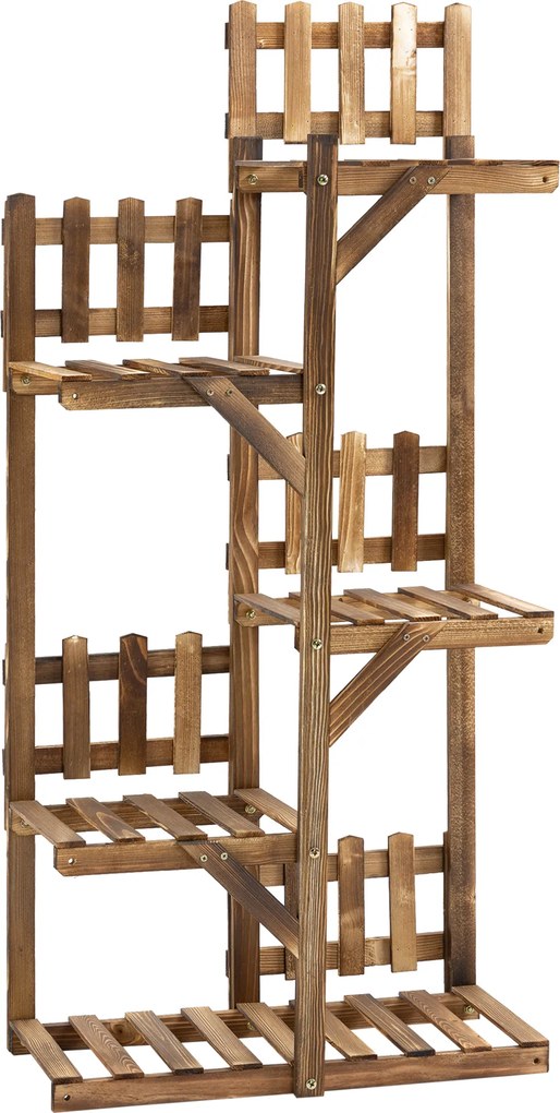 Estante de flores em madeira com suportes para vasos e plantas, 5 prateleiras 60 x 30 x 130 cm, madeira de abeto