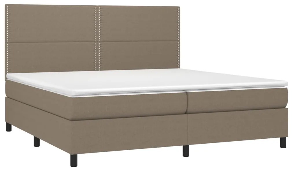 Cama box spring colchão/LED 200x200cm tecido cinza-acastanhado