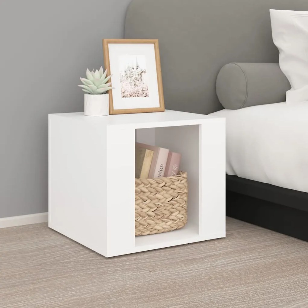 vidaXL Mesa de cabeceira 41x40x36 derivados de madeira branco