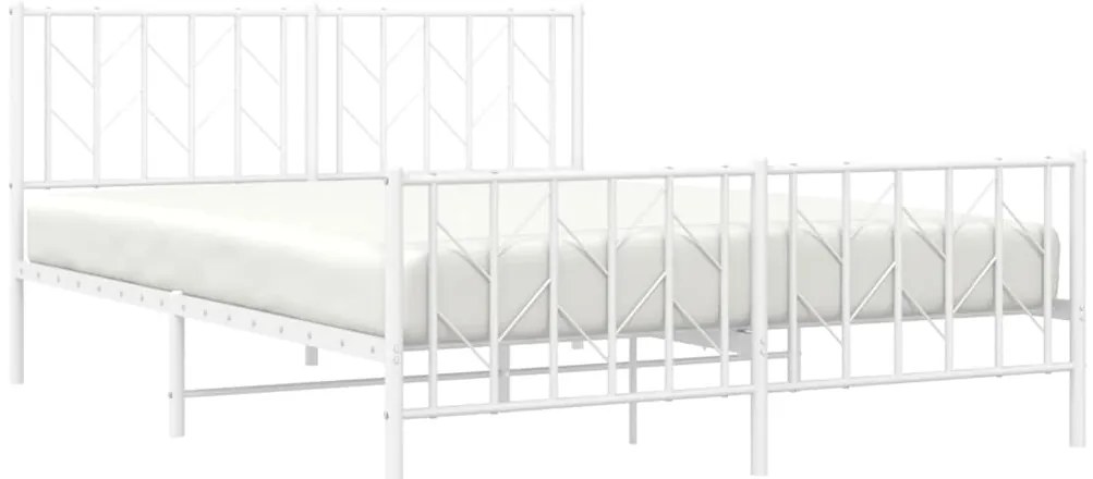 Estrutura de cama com cabeceira e pés 150x200 cm metal branco