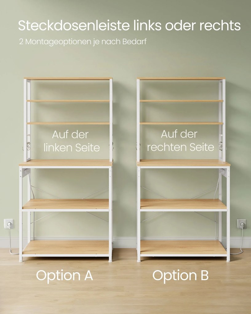 Armário de cozinha com tomadas 40 x 80 x 167 cm cor de carvalho dourado e branco